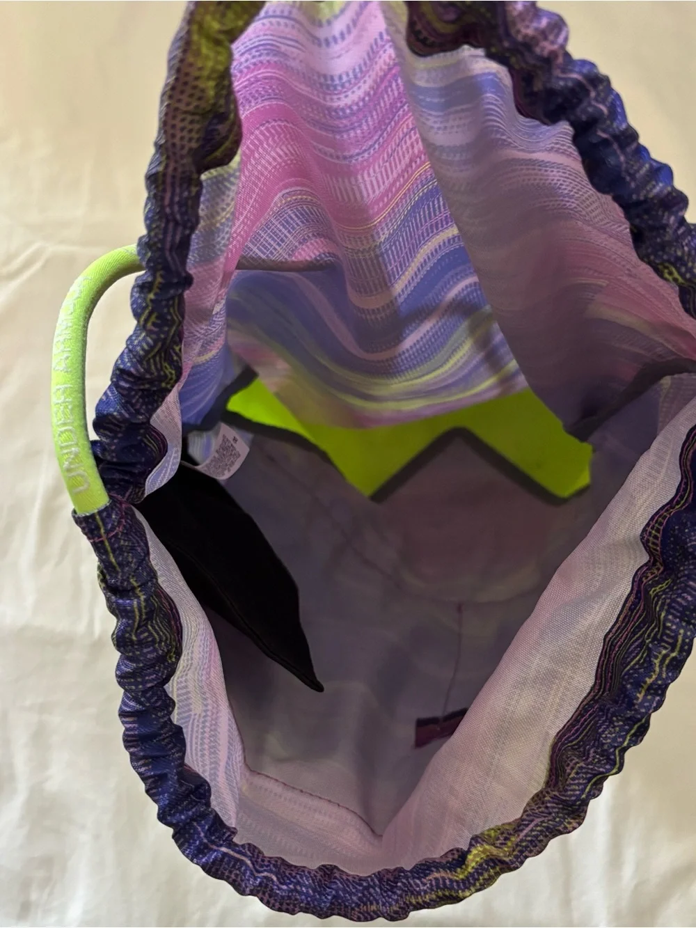 Under Armour Neon Yellow & Purple Multicolor Drawstring Backpack